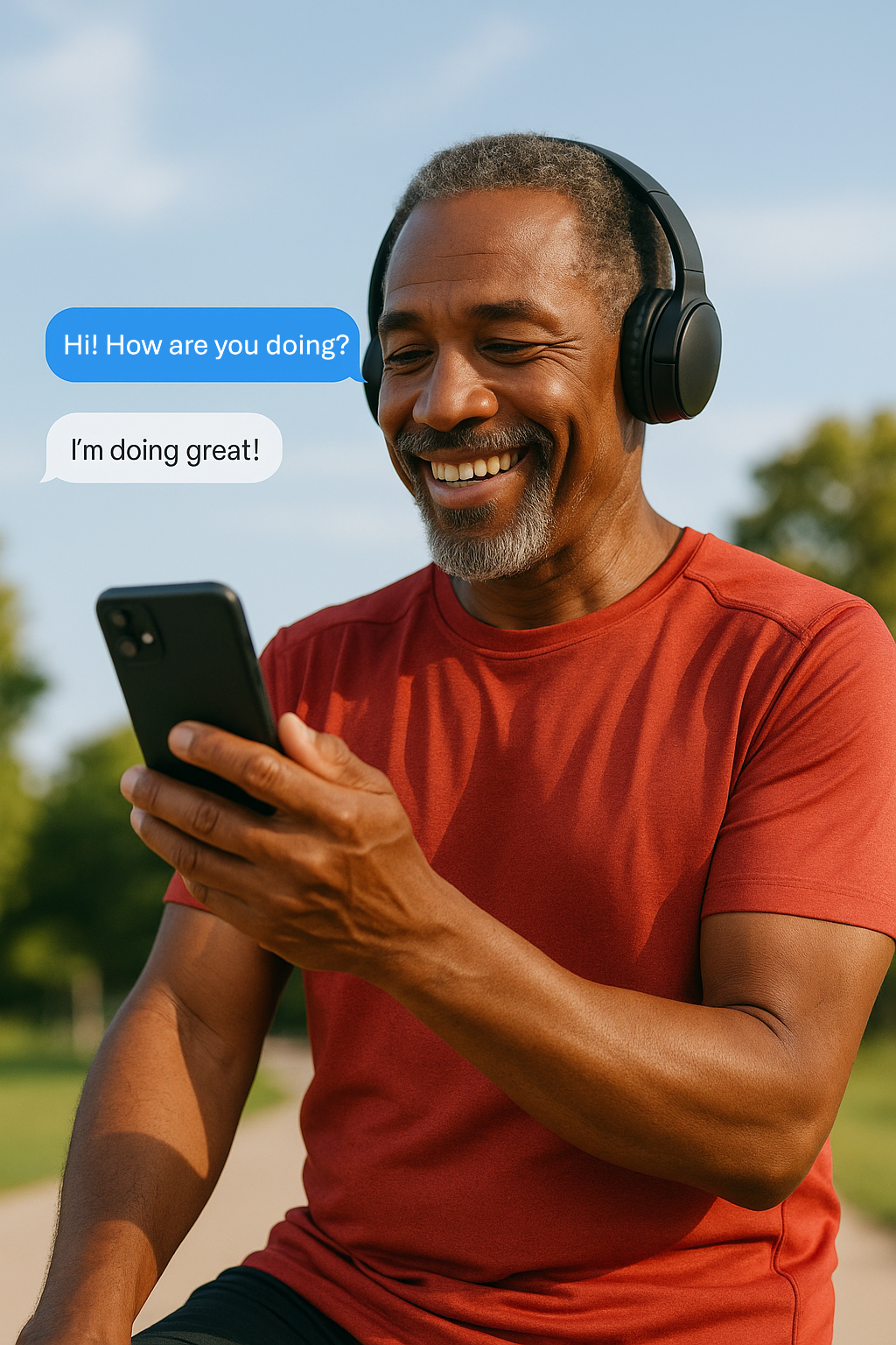 Senior man with headphones having virtual health consultation